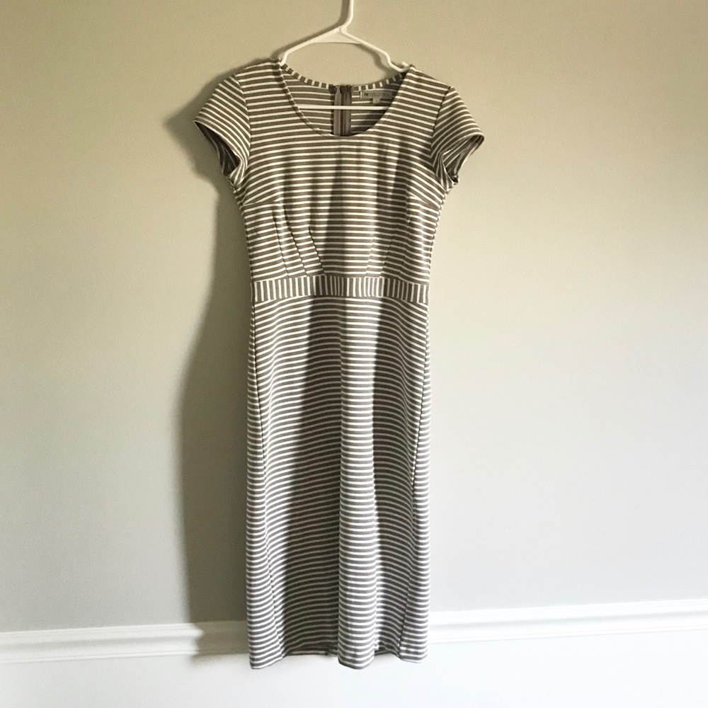 Downeast Dress: grey and white stripe